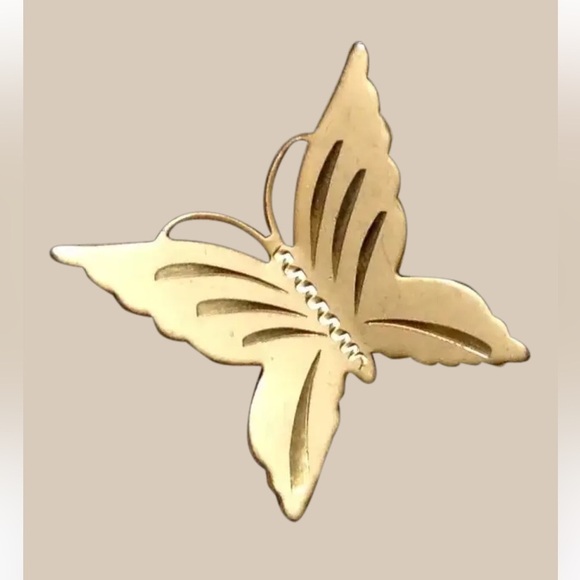 Vintage Gold Two Tone Metal Butterfly Pin or Brooch - Picture 2 of 5